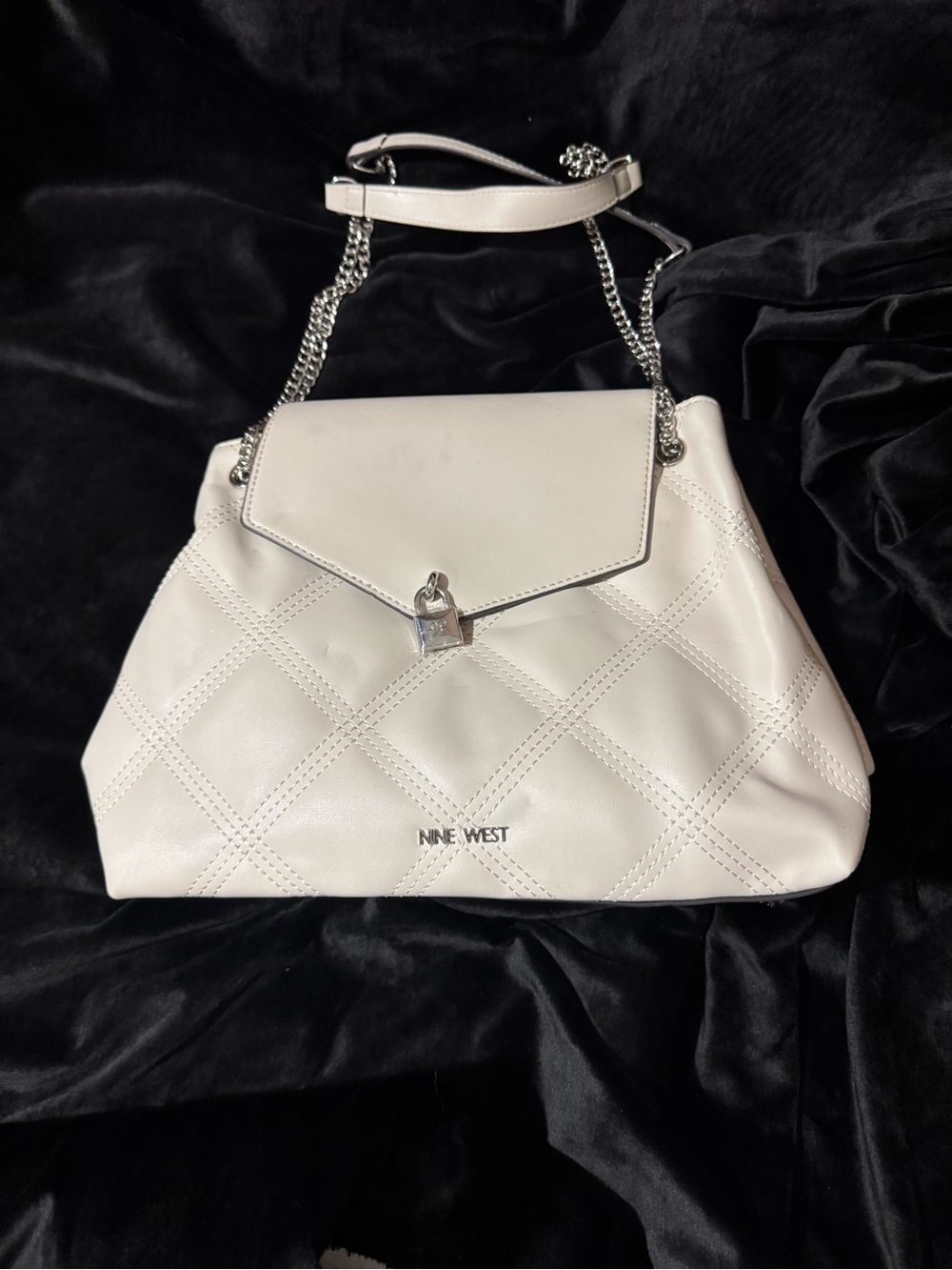 Nine West Cream Quilted Chain-Handle Shoulder Bag